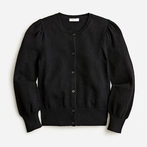 J Crew Girls' puff-sleeve cotton cardigan sweater Item BE552